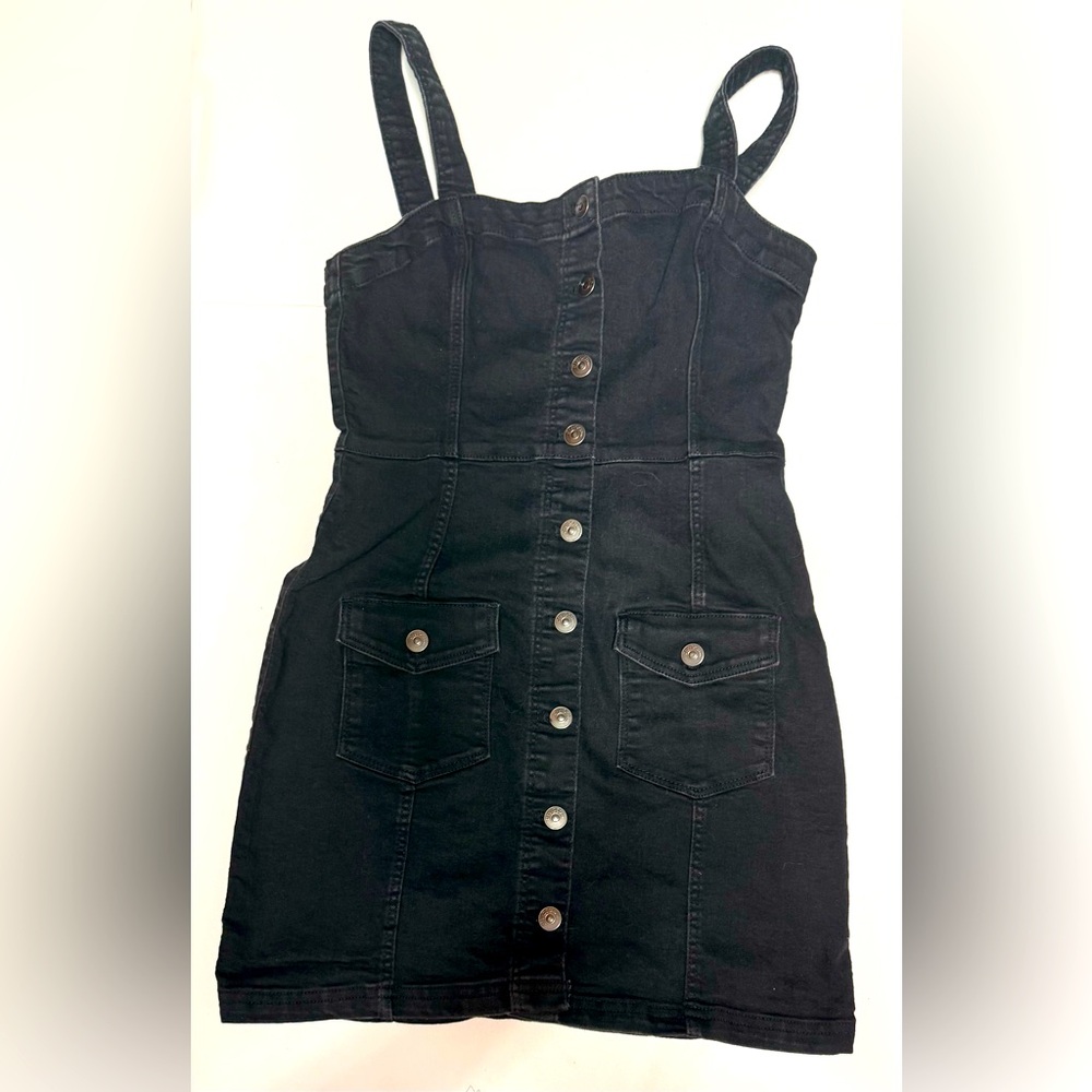 Divided Black Button-Front Mini Dress | Sz S